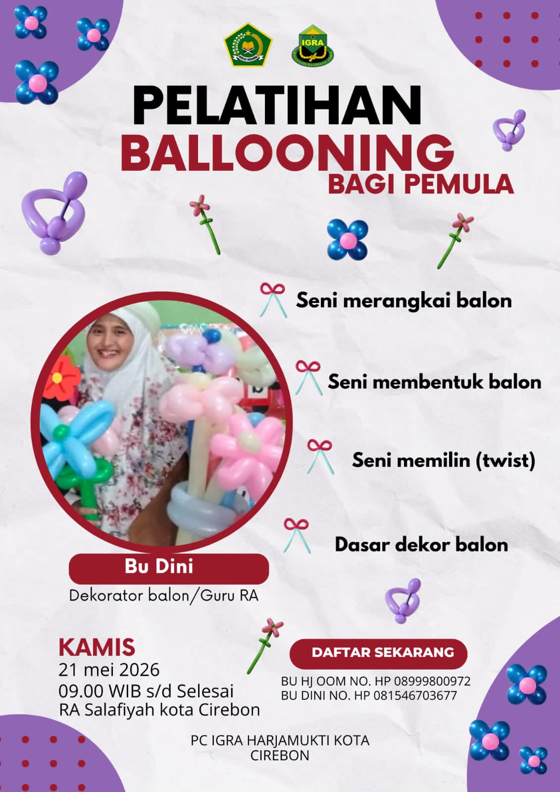 Pelatihan Ballooning IGRA PC Harjamukti Digelar di RA Salafiyah Kota Cirebon